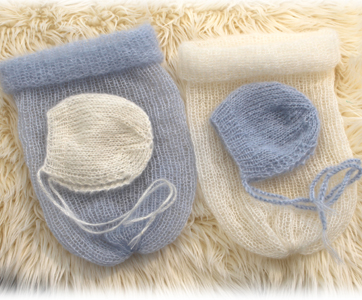 zarte Mohair Cocoons mit passenden Mützchen