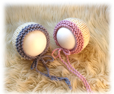 Mützchen rund creme mit rosa und hellblau