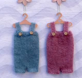 Mohair Overalls blaugrau und dunkelrosa