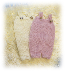Mohair Overalls weiß und rosa